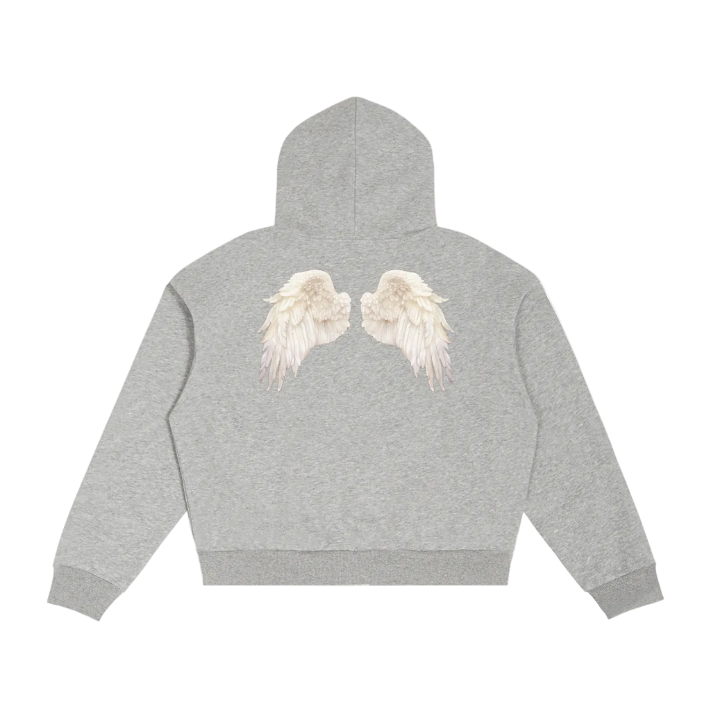 Angel Wings Plaid Zip Hoodie