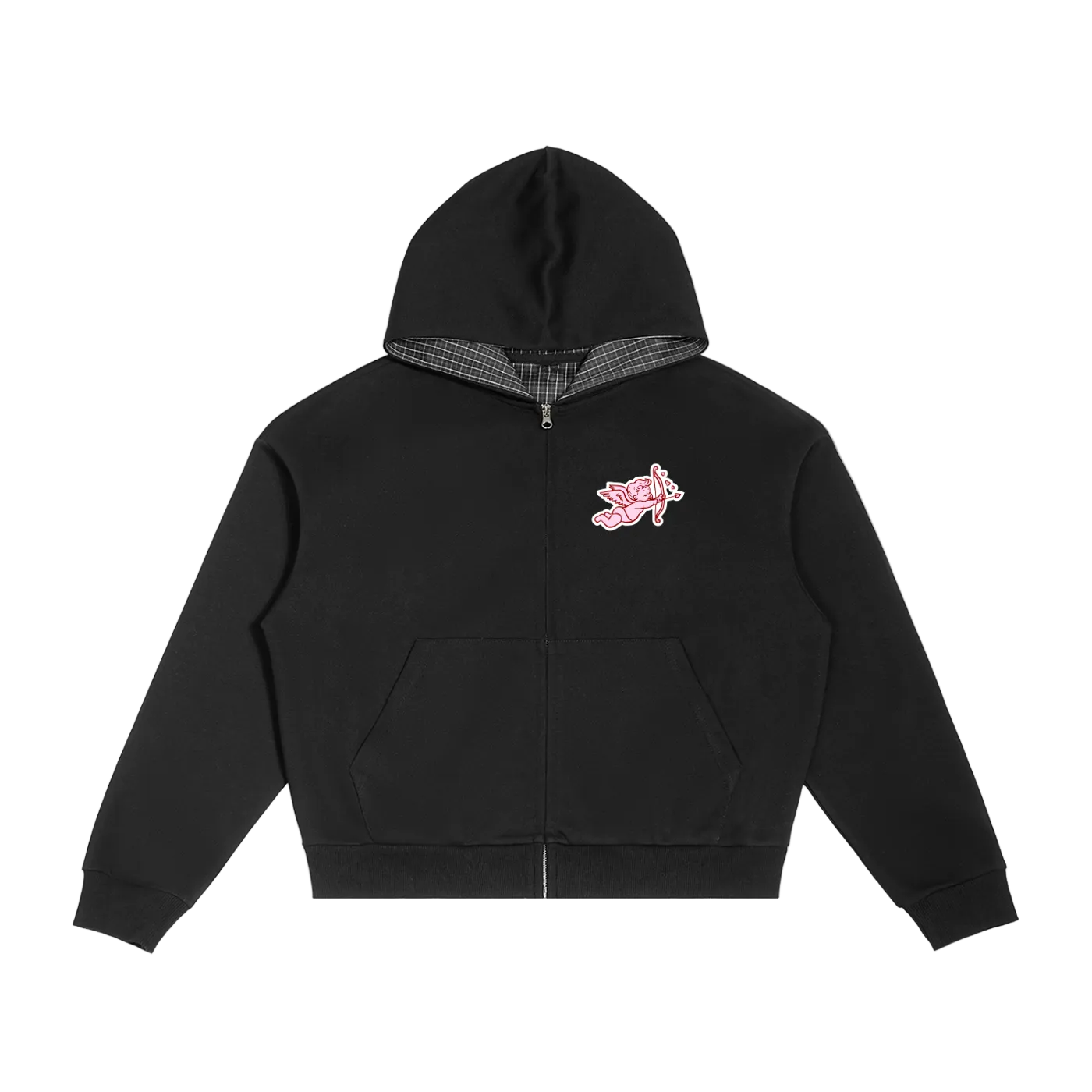 Angel Wings Plaid Zip Hoodie